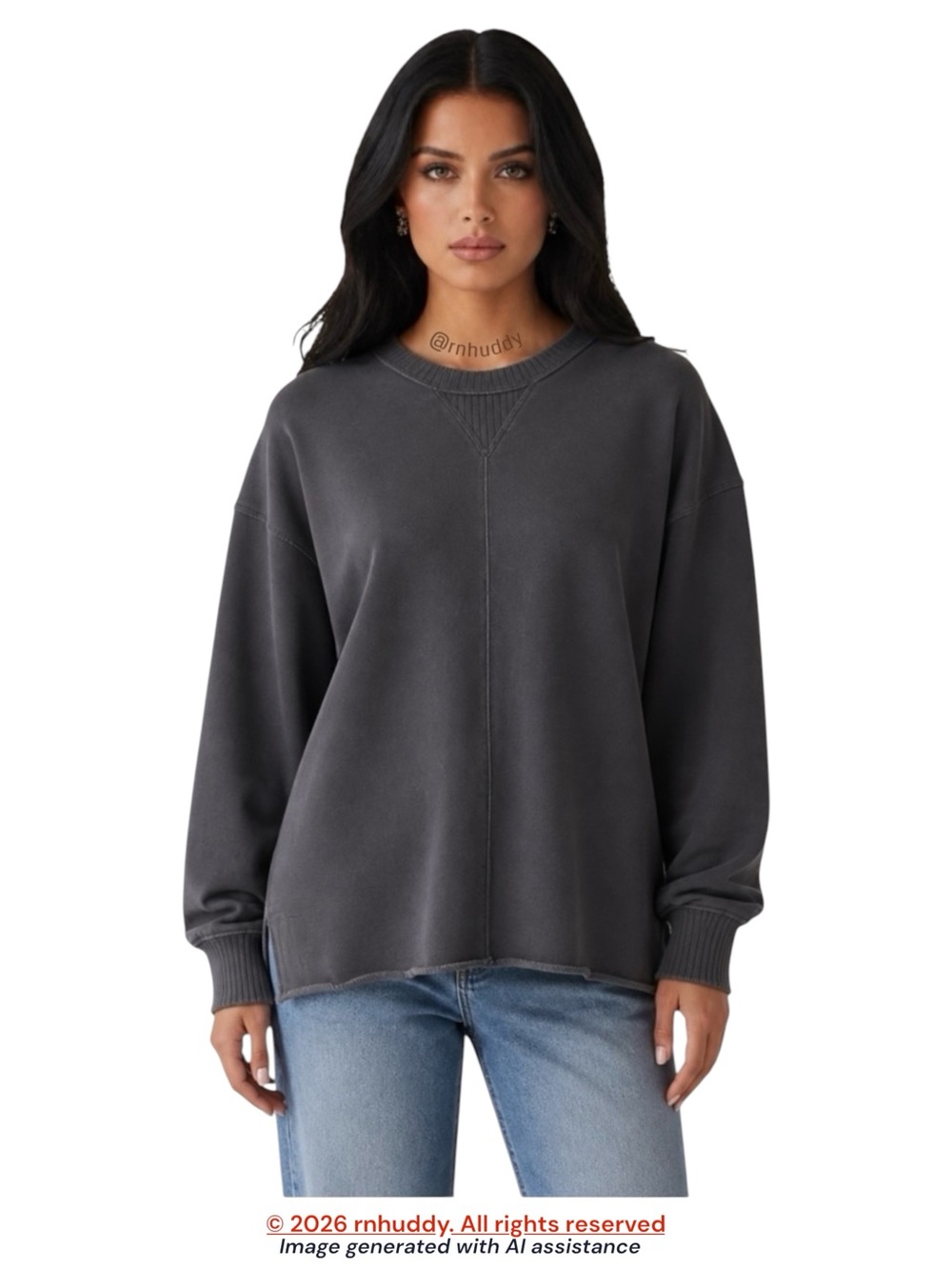 Aerie M distressed oversized washed grey sweatshirt